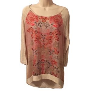 Cato Peach Floral Top Medium